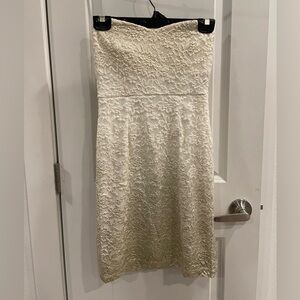 Strapless Gold and White Homecoming Dress